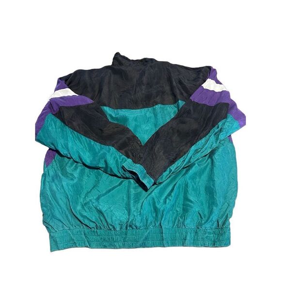 Vintage 90s Mens 100% Silk Color-block Windbreaker Bomber Full Zip Jacket Sz XL - Picture 2 of 8